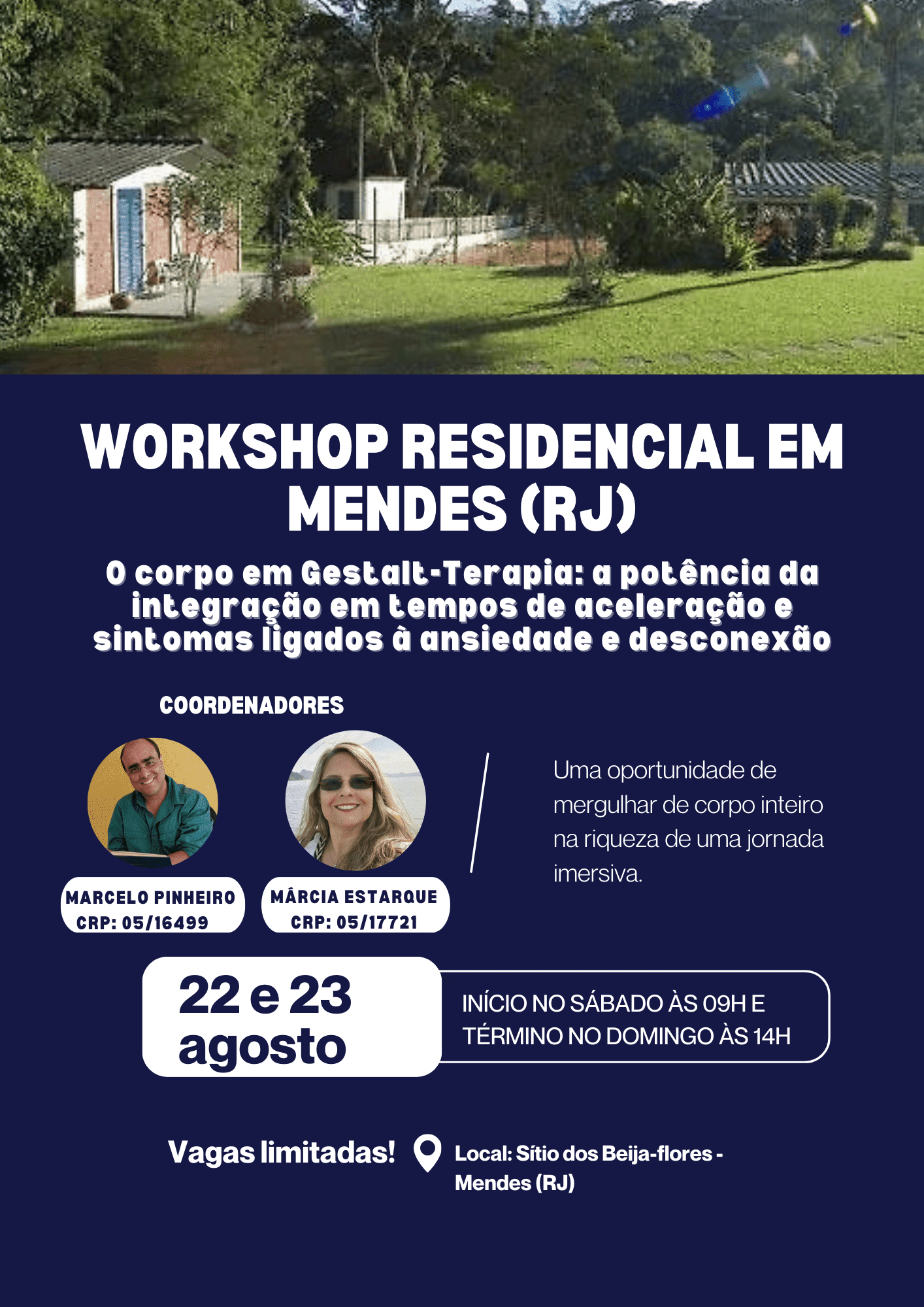 Workshop Residencial em Mendes: O corpo em Gestalt-Terapia - Parcelado